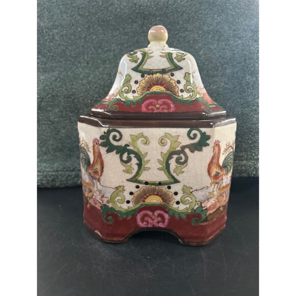 Ginger Jar Vintage Ceramic Asian Vase Rooster Floral Porcelain Vase - Picture 2 of 15